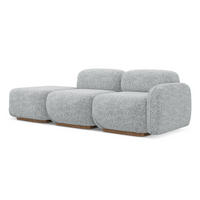3-SITZER SOFA Links Strukturstoff Stoff Grau - Silberfarben/Braun, Holz/Textil (258/73/95cm) - Makamii