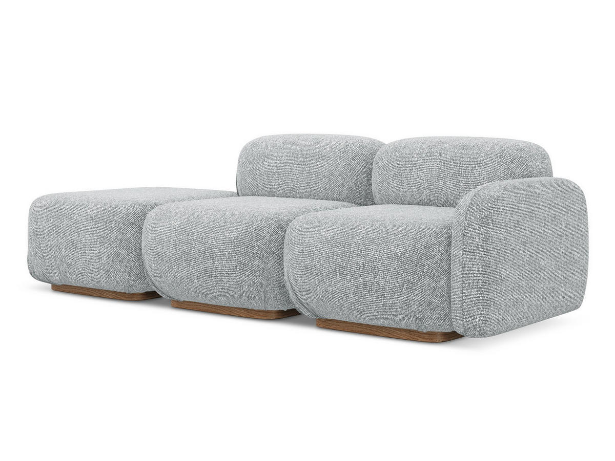 3-SITZER SOFA Links Strukturstoff Stoff Grau - Silberfarben/Braun, Holz/Textil (258/73/95cm) - Makamii