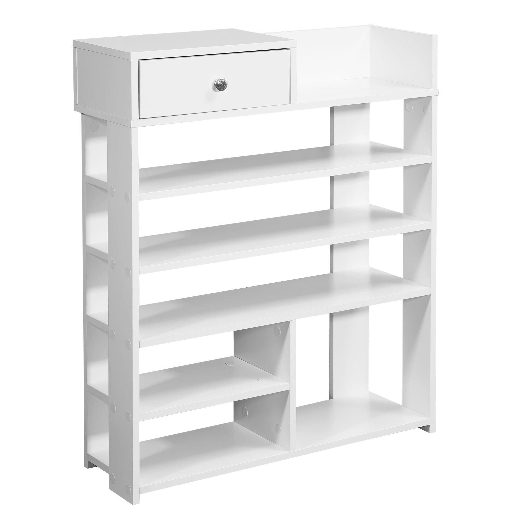 SCHUHREGAL – Weiß, 75x92,5x24 cm, 7 Fächer, mit Schublade, kompakt - Weiß, Holz/Metall (75/93/24cm) - KADIMA DESIGN