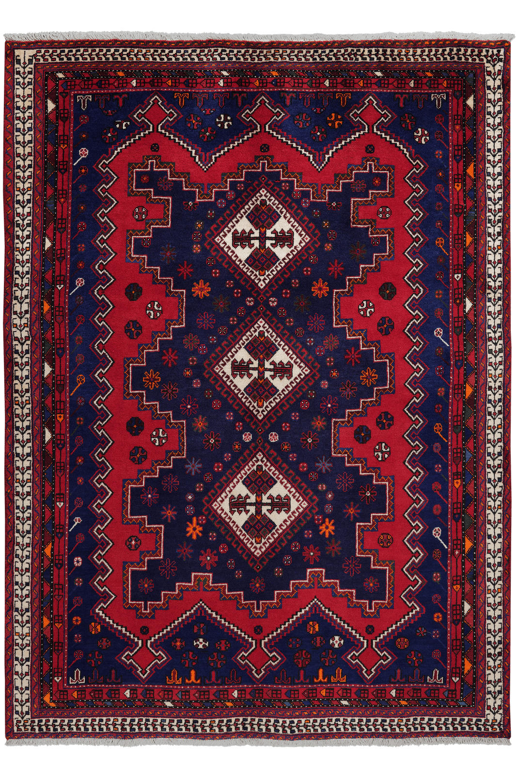 ORIENTTEPPICH handgeknüpft Afshar Blau 232/165 cm Schurwolle - Blau, Textil (165/232cm) - Looma