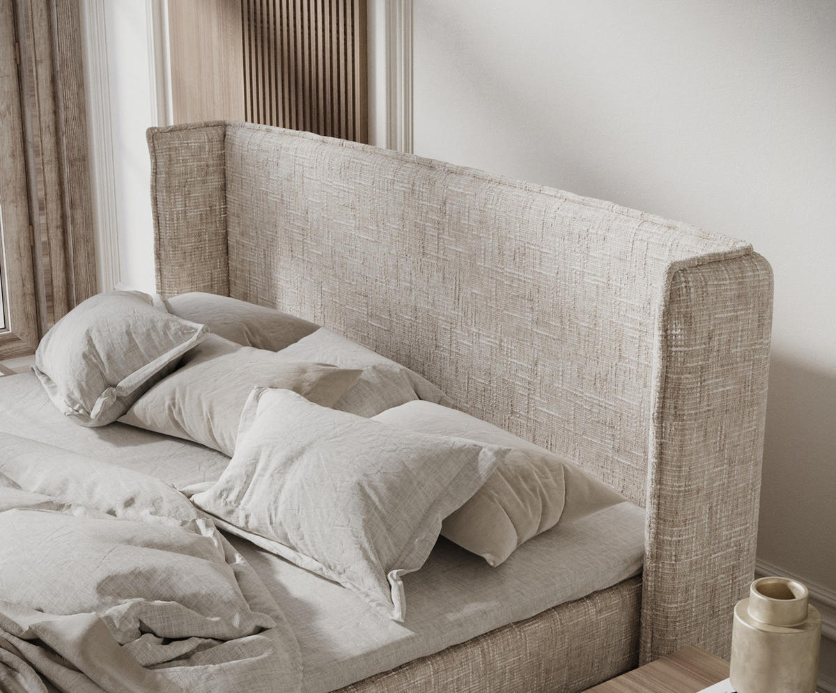 KONTINENTALBETT Ardis Creme 200/200 cm mit Matratze und Topper - Creme/Naturfarben, Holz/Holzwerkstoff (200/200cm) - Maison de Reve