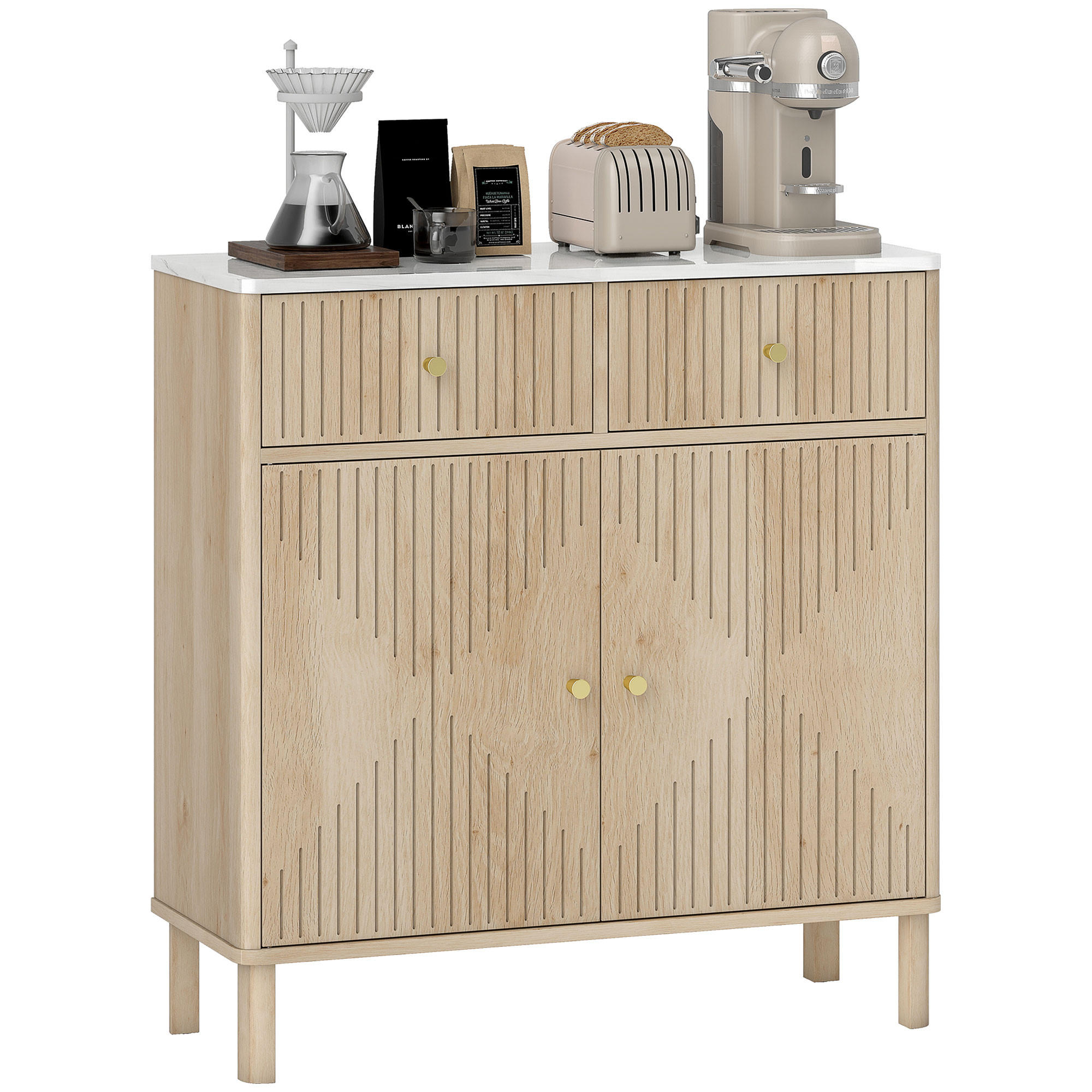 SIDEBOARD DE-11218 2 Schubladen Eiche - Eichefarben, Holzwerkstoff (77/80/30cm) - ComfortXL