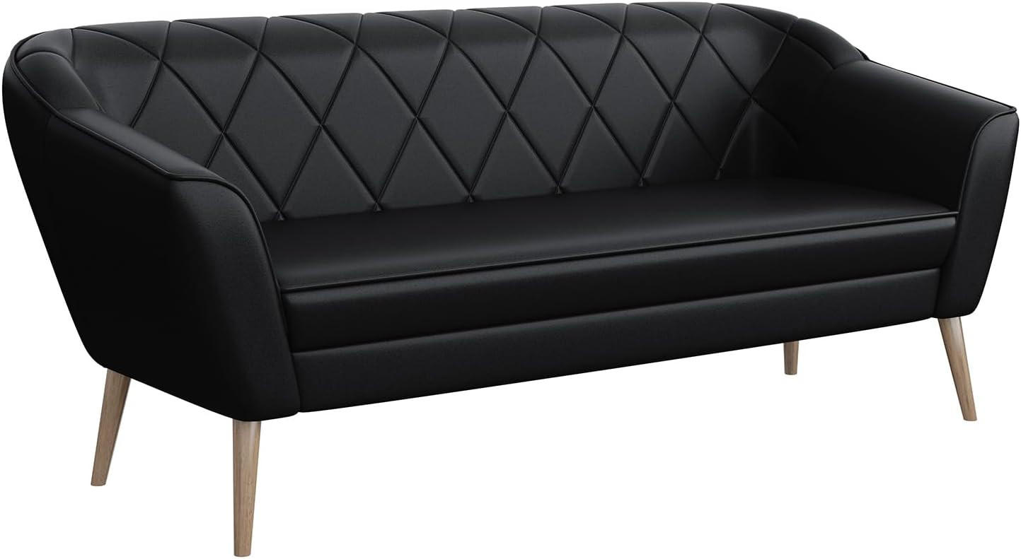 SOFA Gisela (3-Sitzer) - Buchefarben/Schwarz, Holzwerkstoff/Buchenholz (180/75/74cm) - Meblini