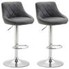 BARHOCKER Lazius, 2er Set, Gestell Metall in Chromoptik, Kunstleder Grau - Chromfarben/Grau, Kunststoff/Textil (46/100/49cm) - TPFLiving