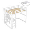 HOCHBETT 140/200 cm mit Stauraum aus Kiefer mit Schreibtisch mit Matratze - Weiß, Holzwerkstoff (140/200cm) - OKWISH