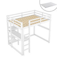 HOCHBETT 140/200 cm mit Stauraum aus Kiefer mit Schreibtisch mit Matratze - Weiß, Holzwerkstoff (140/200cm) - OKWISH