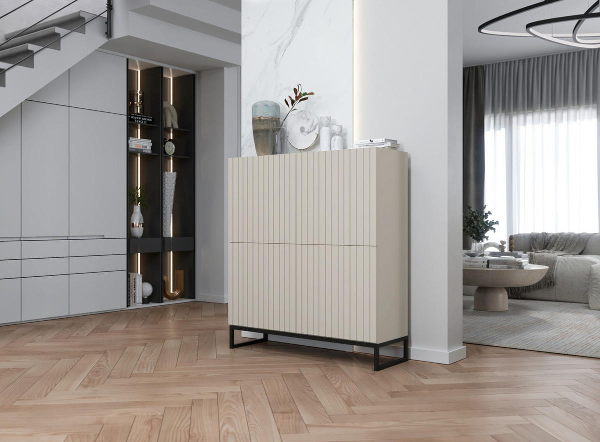 KOMMODE Elpis 4D Kaschmir Matt mit metallrahmen Glamour 112 cm - Kaschmir, Holzwerkstoff (112/126/36.5cm) - Meble Lindner