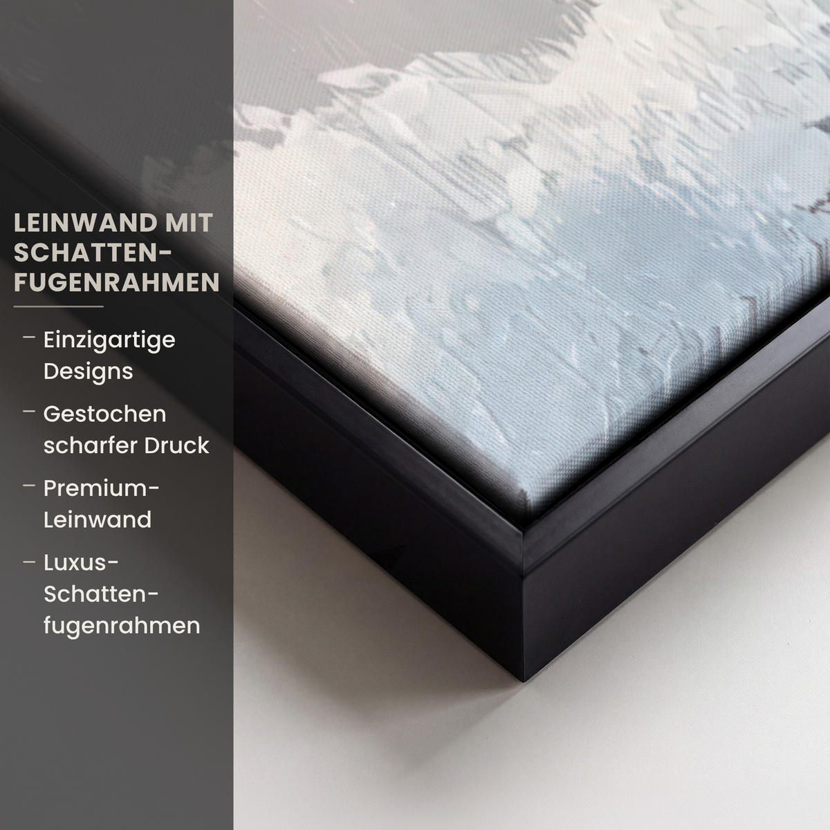 LEINWAND Bilder mit Rahmen - Vögel - Zweig - Winter - Schnee - 60x40 - Pastellblau, Textil (60/40cm) - MuchoWow