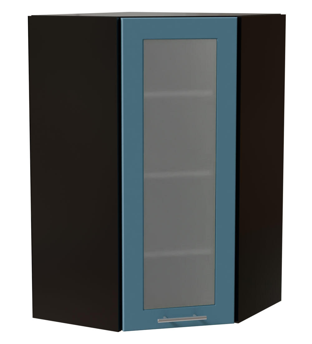 ECKHÄNGESCHRANK Bari W4S/10/60 RAL 5024 pastellblau (K5) / Schwarz 60 / 60 / 96cm - Blau/Schwarz, Holz/Holzwerkstoff (60/96/60cm) - Feldmann-Wohnen