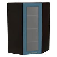 ECKHÄNGESCHRANK Bari W4S/10/60 RAL 5024 pastellblau (K5) / Schwarz 60 / 60 / 96cm - Blau/Schwarz, Holz/Holzwerkstoff (60/96/60cm) - Feldmann-Wohnen