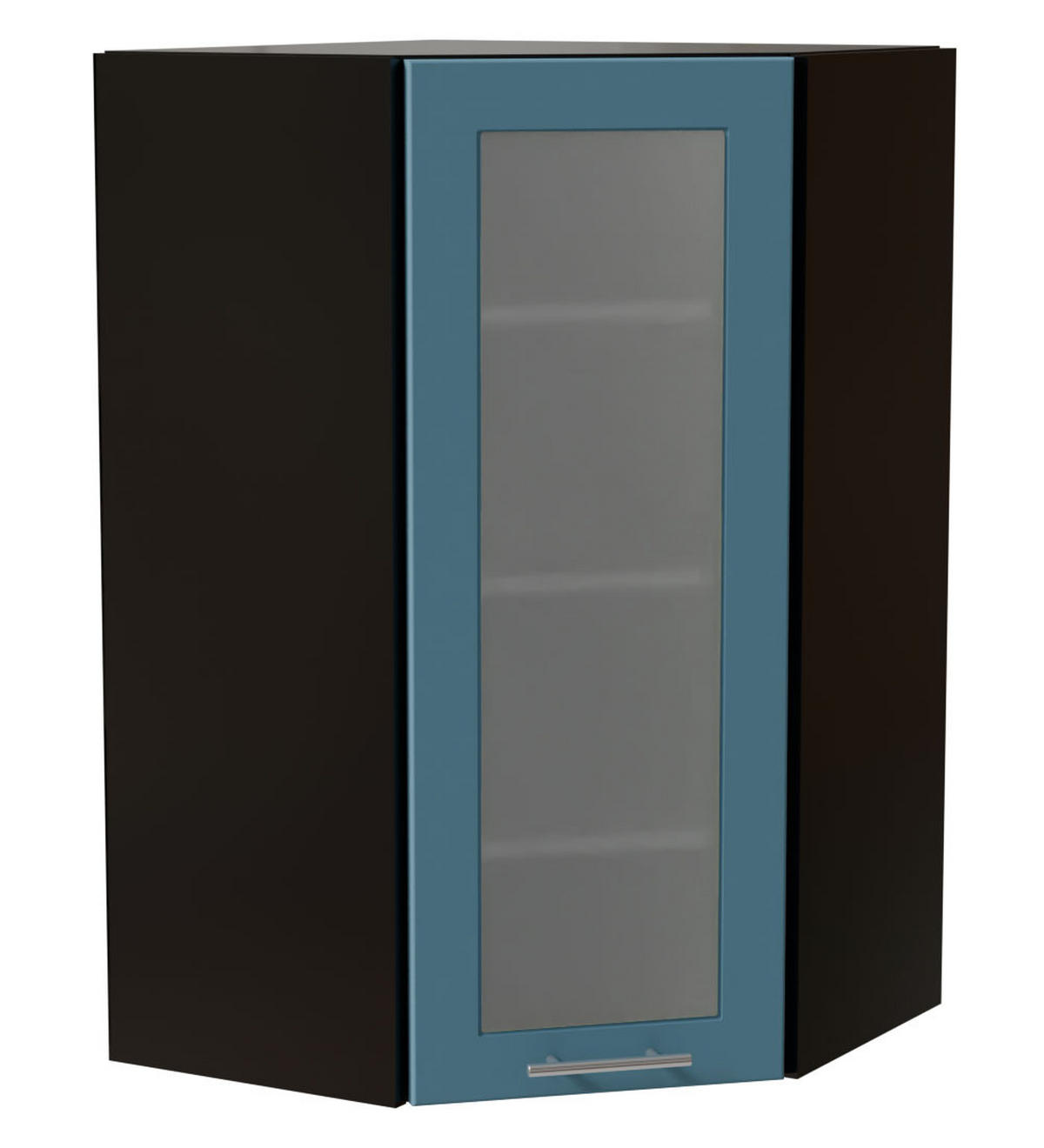 ECKHÄNGESCHRANK Bari W4S/10/60 RAL 5024 pastellblau (K5) / Schwarz 60 / 60 / 96cm - Blau/Schwarz, Holz/Holzwerkstoff (60/96/60cm) - Feldmann-Wohnen