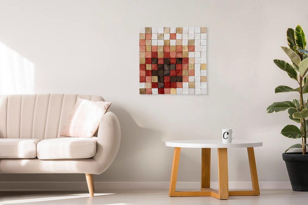 HOLZBILD 75/75 cm - Rot, Holz (75/75cm) - KUNSTLOFT