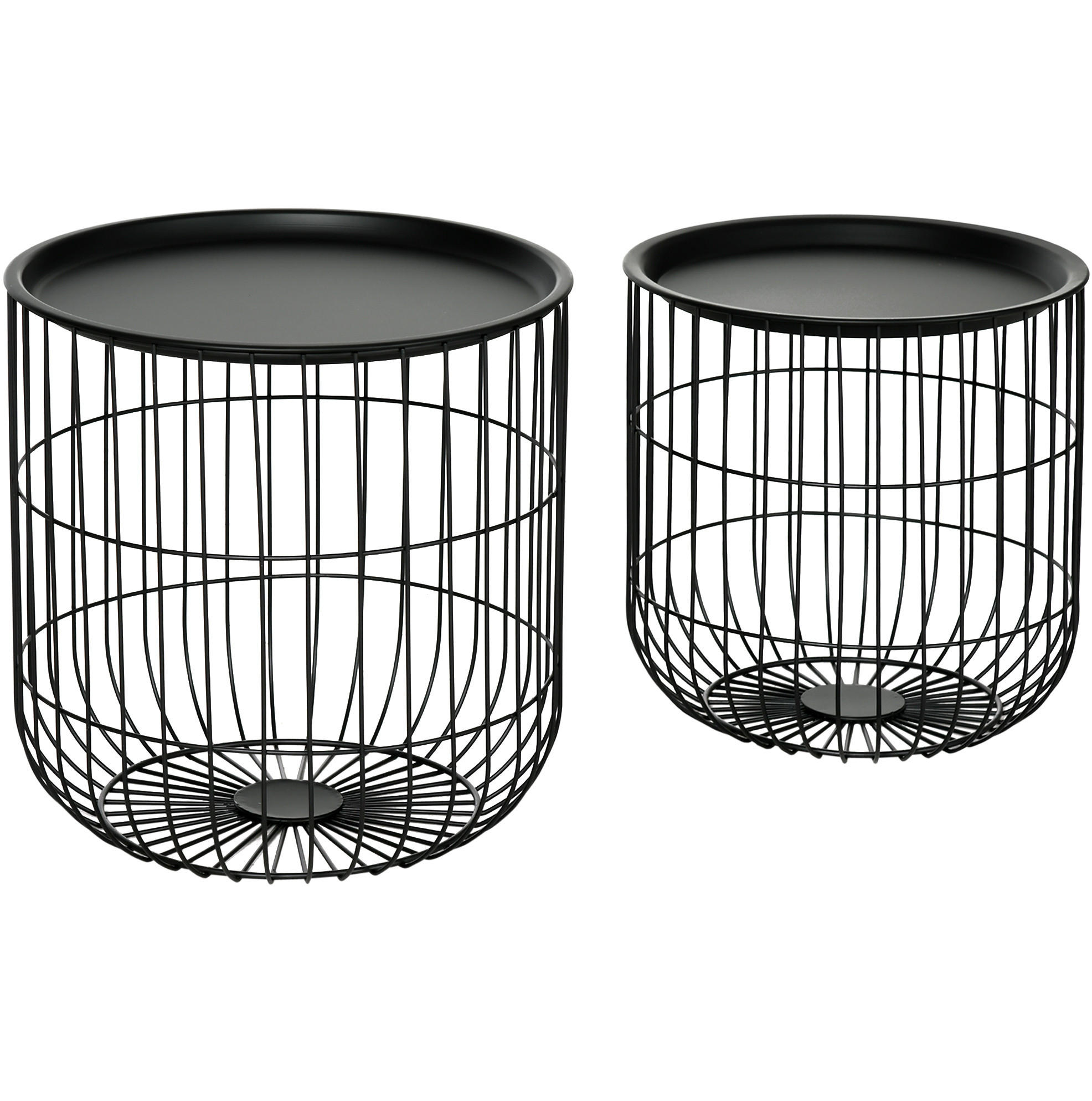 COUCHTISCH-SET 40/40/40 cm schwarz stapelbar mit abnehmbarer Tischplatte aus Stahl - Schwarz, Metall (40/40/40cm) - OKWISH