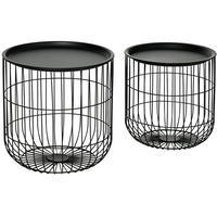 COUCHTISCH-SET 40/40/40 cm schwarz stapelbar mit abnehmbarer Tischplatte aus Stahl - Schwarz, Metall (40/40/40cm) - OKWISH
