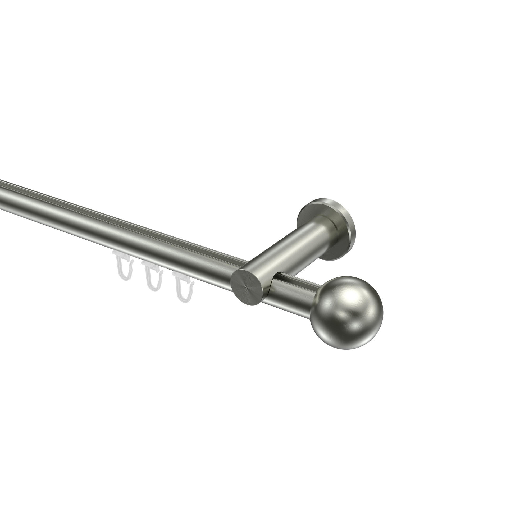 INNENLAUF-GARDINENSTANGEN-SET Platon Luino 180 cm, 1-läufig, 20 mm Ø Edelstahl-Optik - Edelstahlfarben, Metall (180cm) - INTERDECO