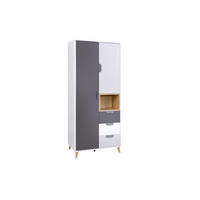 KINDERKLEIDERSCHRANK JUSTIN 02 80 cm breit in Weiß / Graphit / Grau / Eiche - Eichefarben/Graphitfarben, Holzwerkstoff (80/190/55cm) - Deine Möbel 24