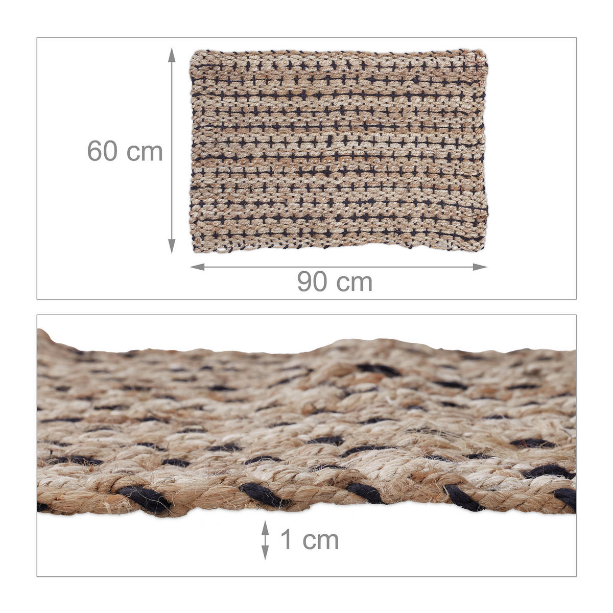 JUTETEPPICH - Beige, Textil (60/90cm) - Relaxdays