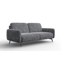 SOFA FEBE 3-Sitzer, grauer Chenille-Stoff - Schwarz/Grau, Holz/Textil (190/82/96cm) - Wozimo