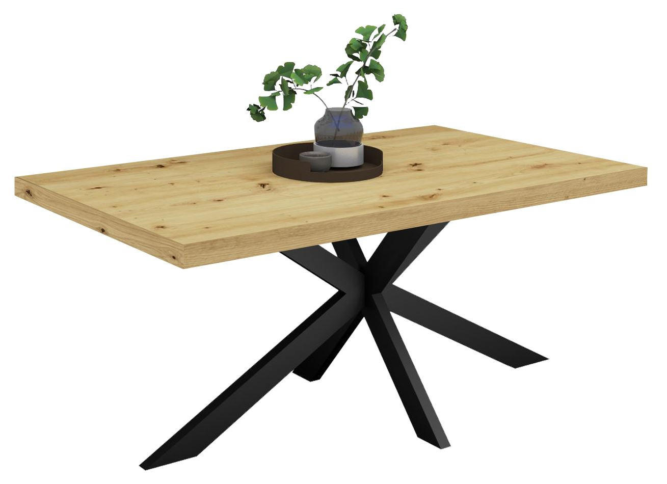 ESSTISCH Elgin 2 210x80x100 Metall+Holzwerkstoff Schwarz/Asteiche - Schwarz/Eiche Artisan, Holzwerkstoff (210/100/80cm) - 58aufmkessel