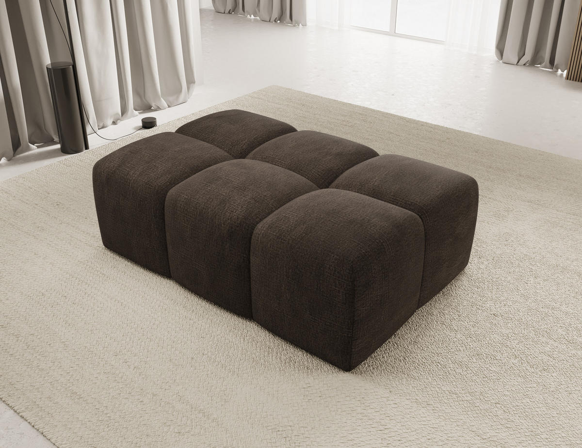 ECKSOFA Fogo mit Hocker, Couch L-Form, Sofa Rechts, Veloursstoff, 245x68x180 cm, Braun - Braun, Holz/Textil (245/180cm) - PROMETO Möbel