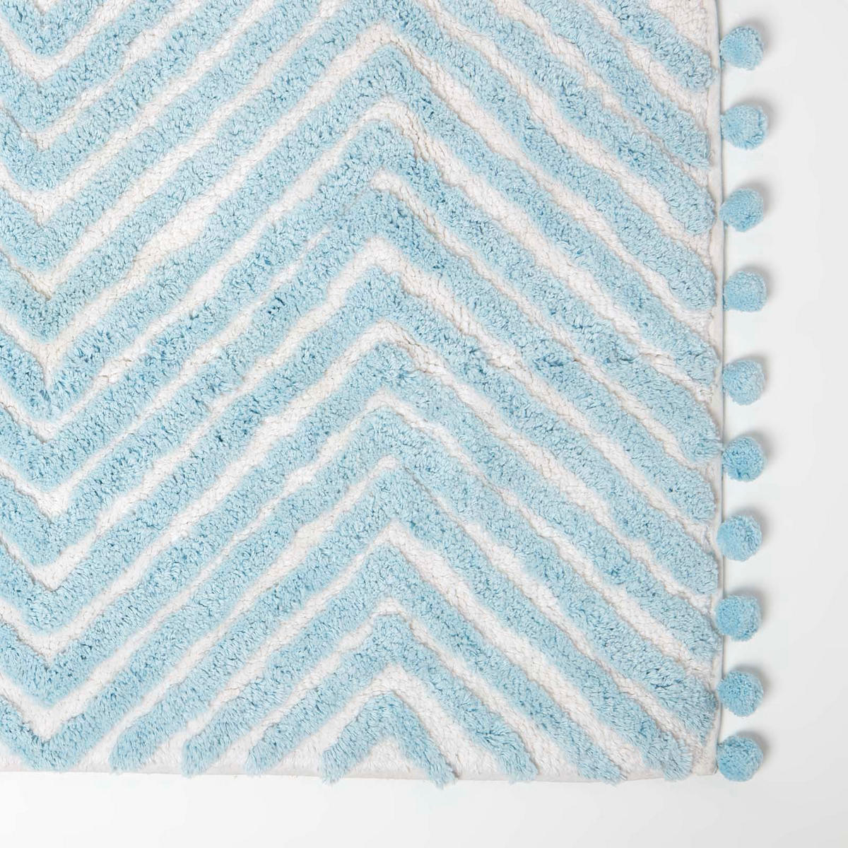 BADEMATTE 50/80 cm Chevron, Baumwolle - Hellblau, Textil (50/80cm) - Homescapes
