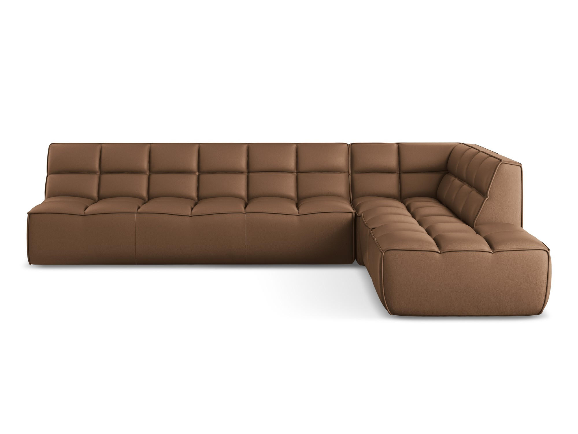 ECKSOFA Beidseitig Kunstleder Braun - Lila/Schwarz, Leder/Kunststoff (308/258cm) - Makamii