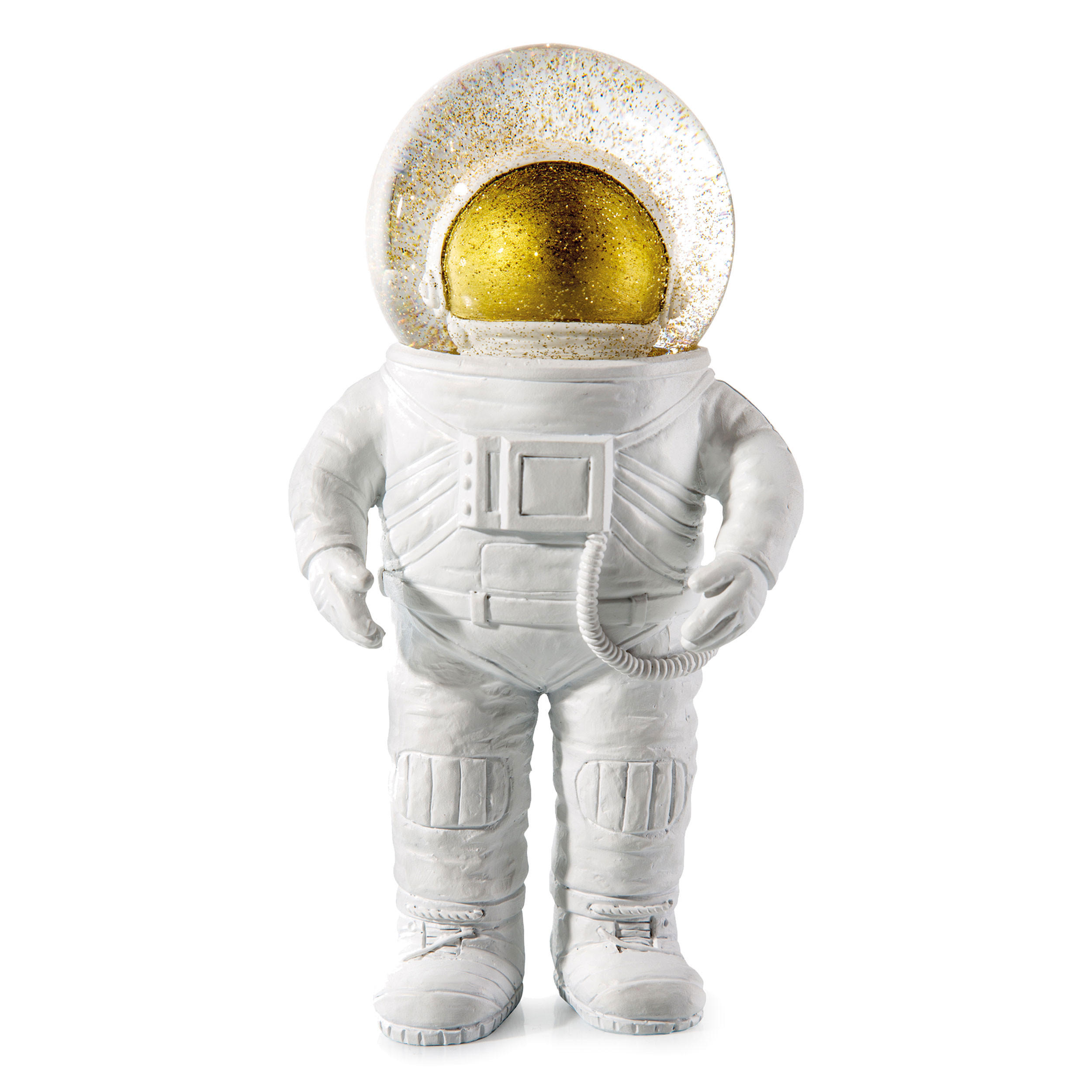 SCHNEEKUGEL Summerglobe The Astronauts Giant, Glas, Polyresin, Weiß, Golden, 30 cm - Weiß, Glas (13/30/15cm) - Donkey Products