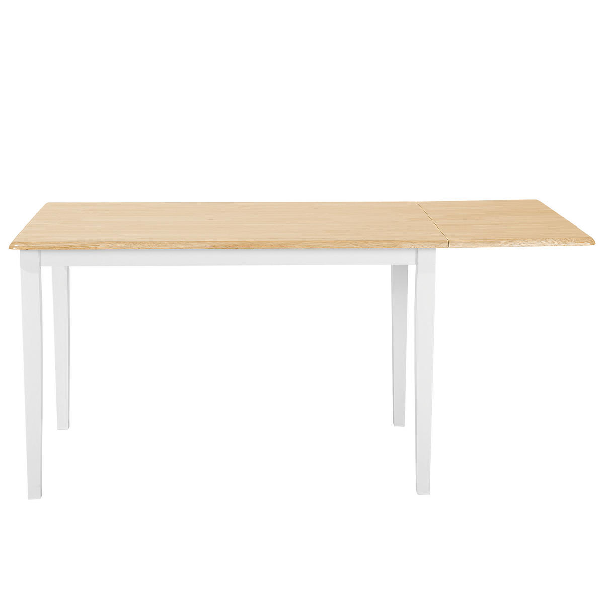 ESSZIMMERTISCH 120-160/75/74 cm Weiß, Hellbraun Rechteckig Louisiana - Weiß, Holz (160/75/74cm) - Beliani