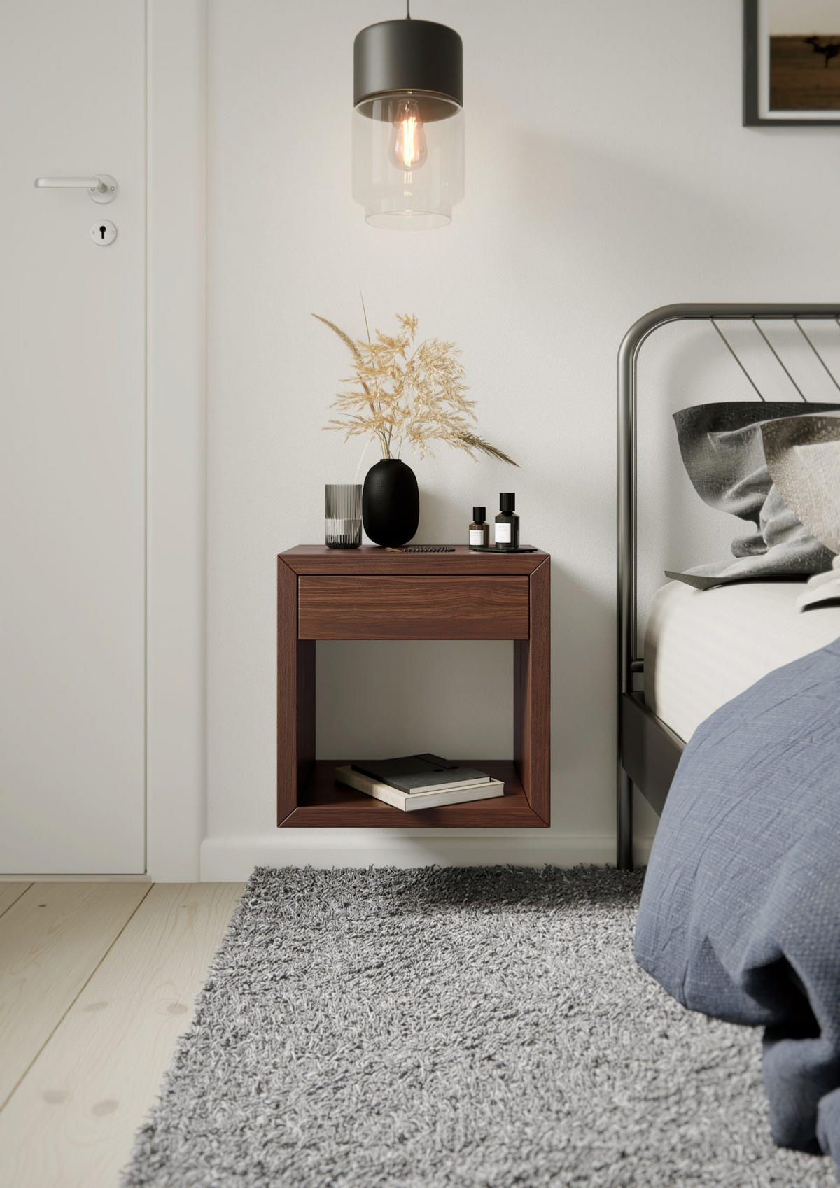 NACHTTISCH Hugo 39 aus Eichenholz und Walnuss-Oberfläche - Braun, Holz (39/39/30cm) - WOODEK