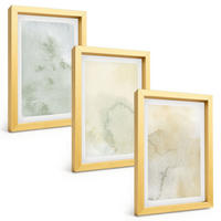 BILDER SET 3er Set - 20x30 cm Goldrahmen - Pastellfarbene Aquarelltexturen - Goldfarben, Kunststoff (20/30cm) - TULUP