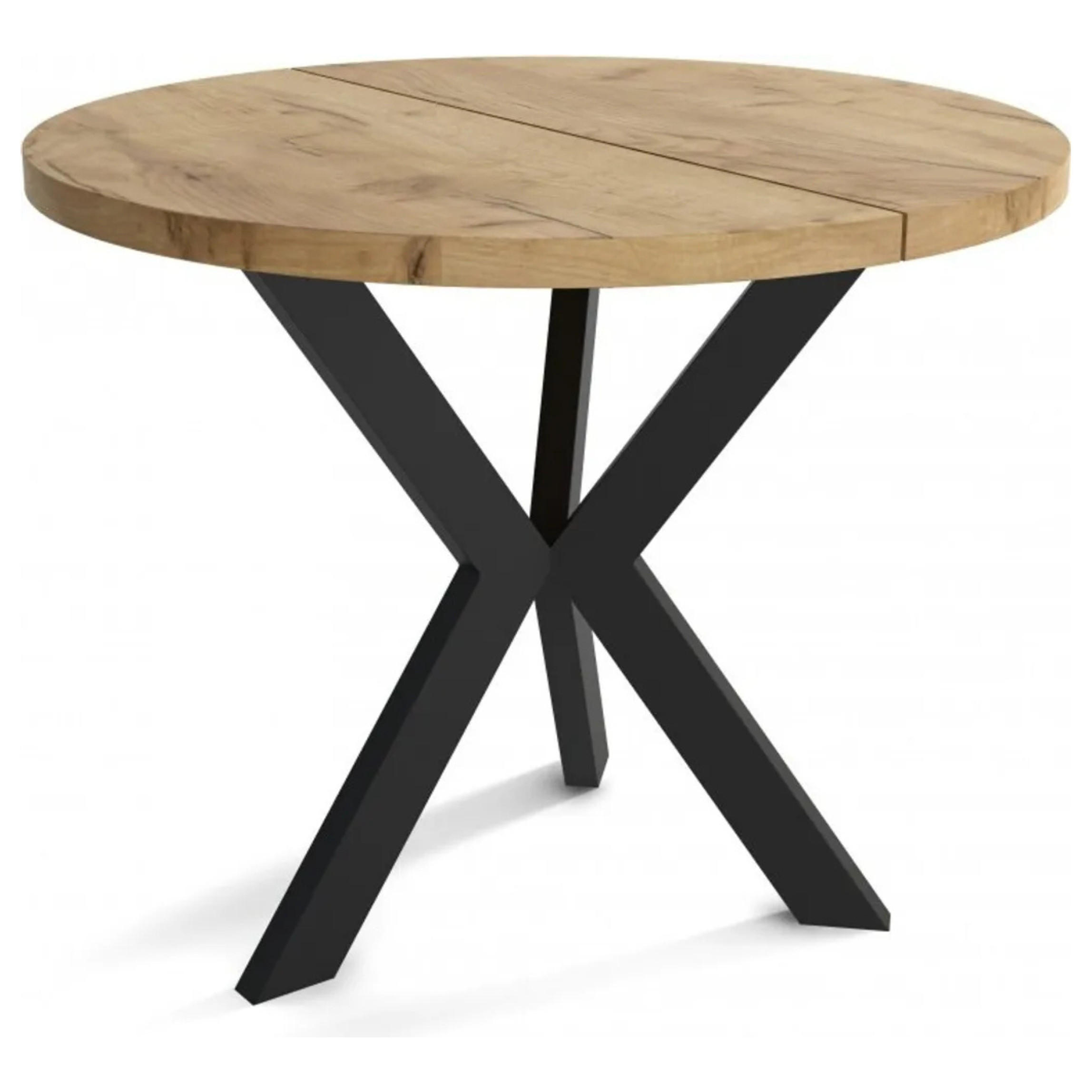 ESSZIMMERTISCH IDA, ausziehbarer Tisch Durchmesser: 100 cm bis 140 cm, Wohnzimmertisch Farbe: Braun, mit Holzbeinen in Farbe Schwarz - Schwarz/Braun, Holzwerkstoff (100/100/75cm) - Sepro Meble