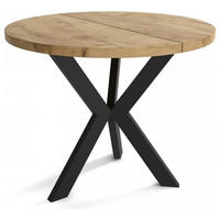 ESSZIMMERTISCH IDA, ausziehbarer Tisch Durchmesser: 110 cm bis 150 cm, Wohnzimmertisch Farbe: Braun, mit Holzbeinen in Farbe Schwarz - Schwarz/Braun, Holzwerkstoff (110/110/75cm) - Sepro Meble