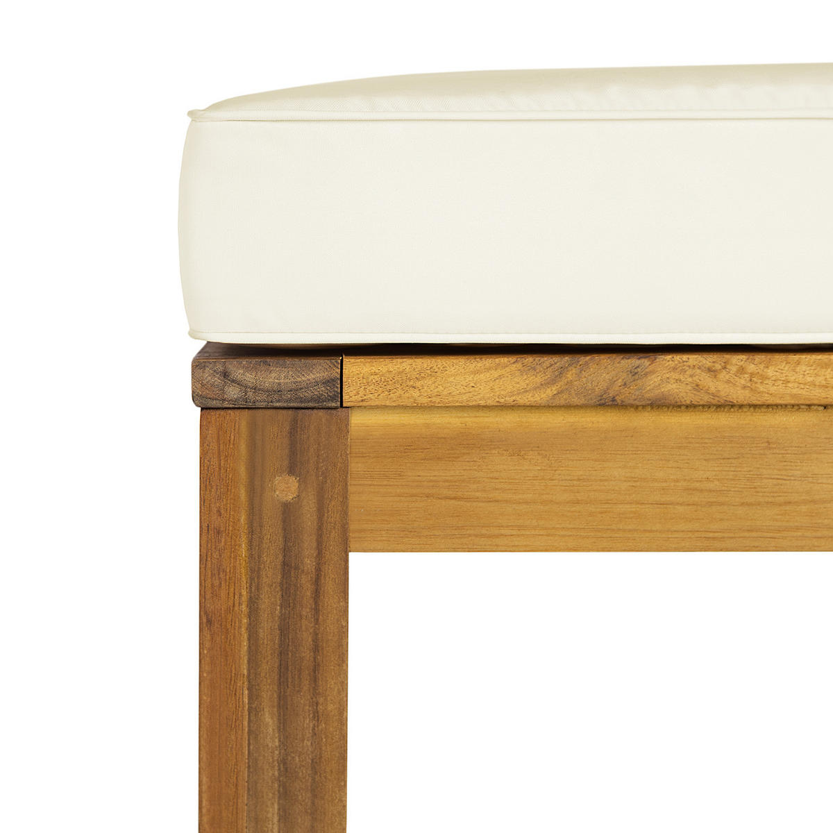 LOUNGEHOCKER - Webstoff / Akazie massiv - Weiß, Holz/Textil (60/38/60cm) - home24