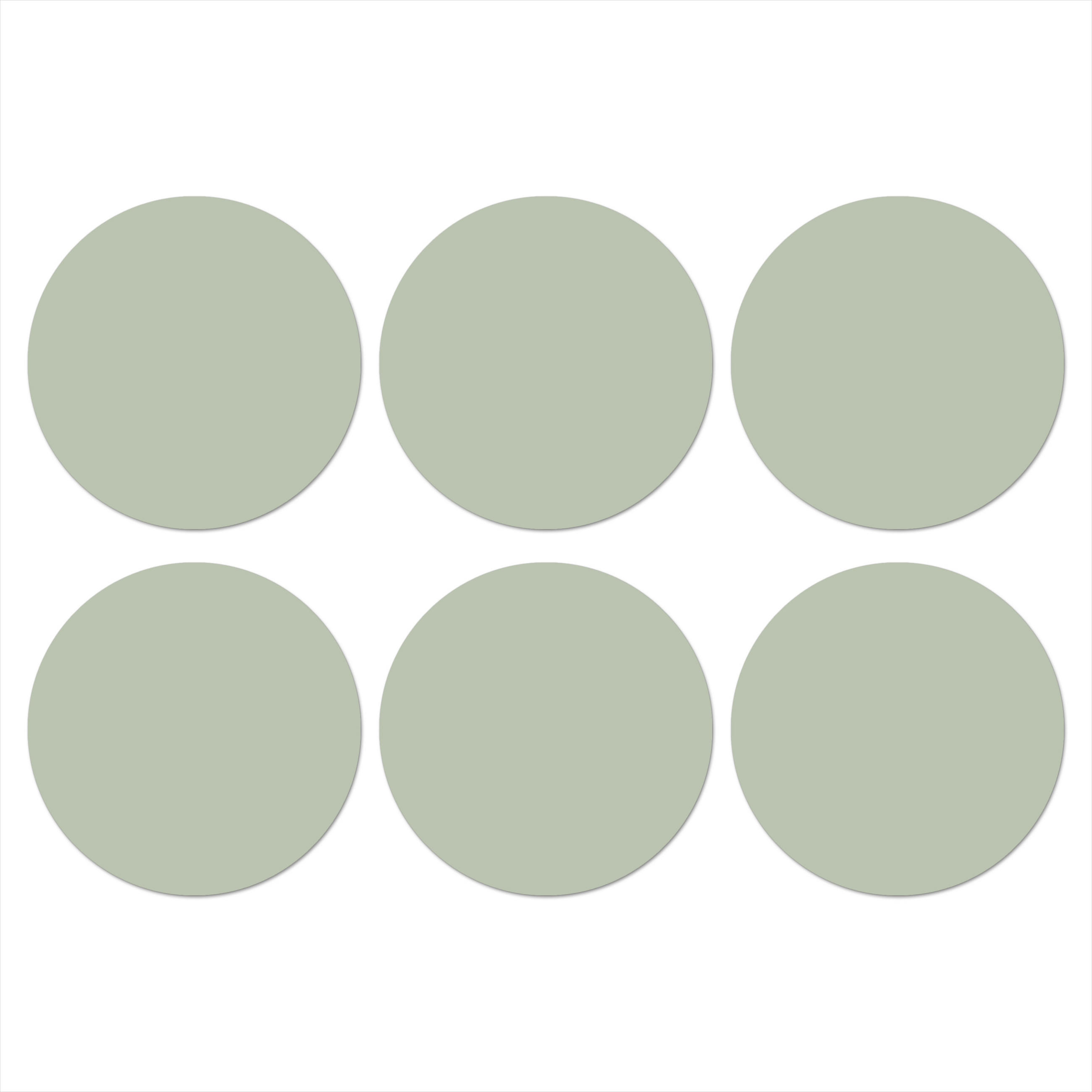 GLASUNTERSETZER 6er-Set Rund Mintgrün - Unifarben 10x10 cm - Salbeigrün, Naturmaterialien (10/0.2cm) - MuchoWow