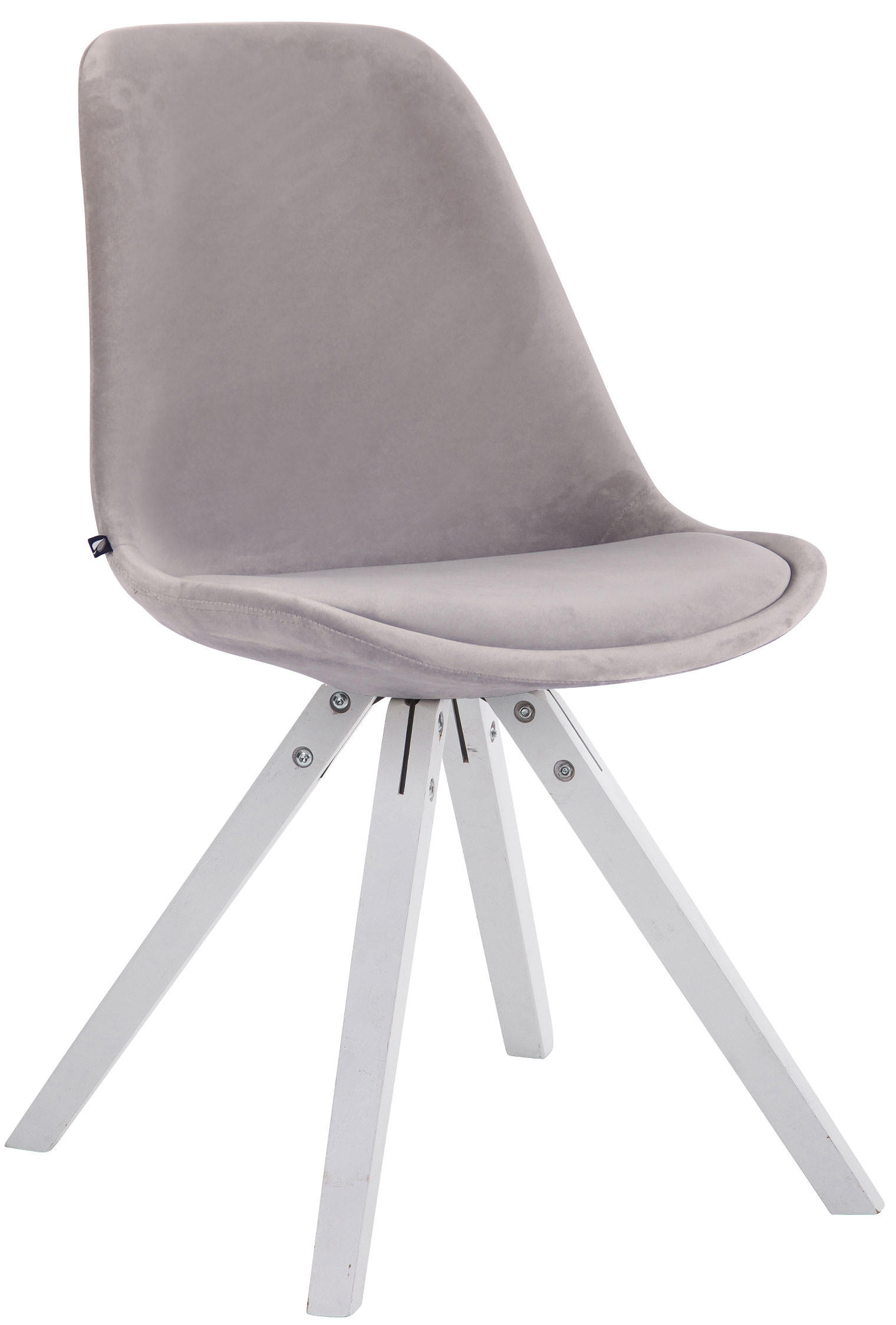 BESUCHERSTUHL Toulon Samt, Gestell Buchenholz Weiß Square Grau - Weiß/Grau, Holz/Buchenholz (48/83/56cm) - TPFLiving