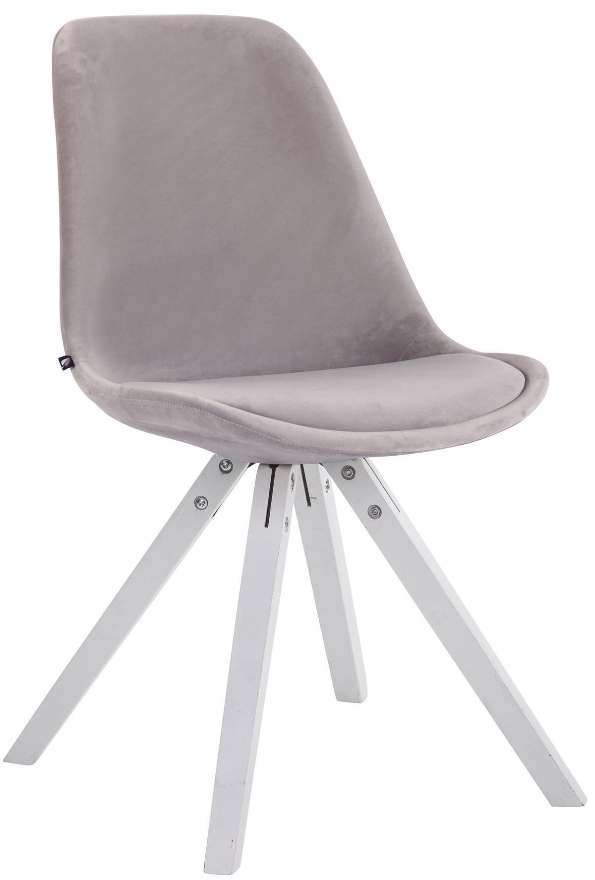 BESUCHERSTUHL Toulon Samt, Gestell Buchenholz Weiß Square Grau - Weiß/Grau, Holz/Buchenholz (48/83/56cm) - TPFLiving