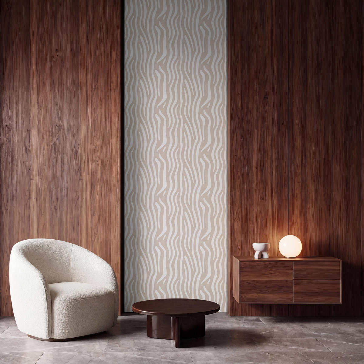 TAPETE - Abstrakt - Zebra - Beige - 100x280 cm - Beige, Papier (100/280cm) - OnlyWow