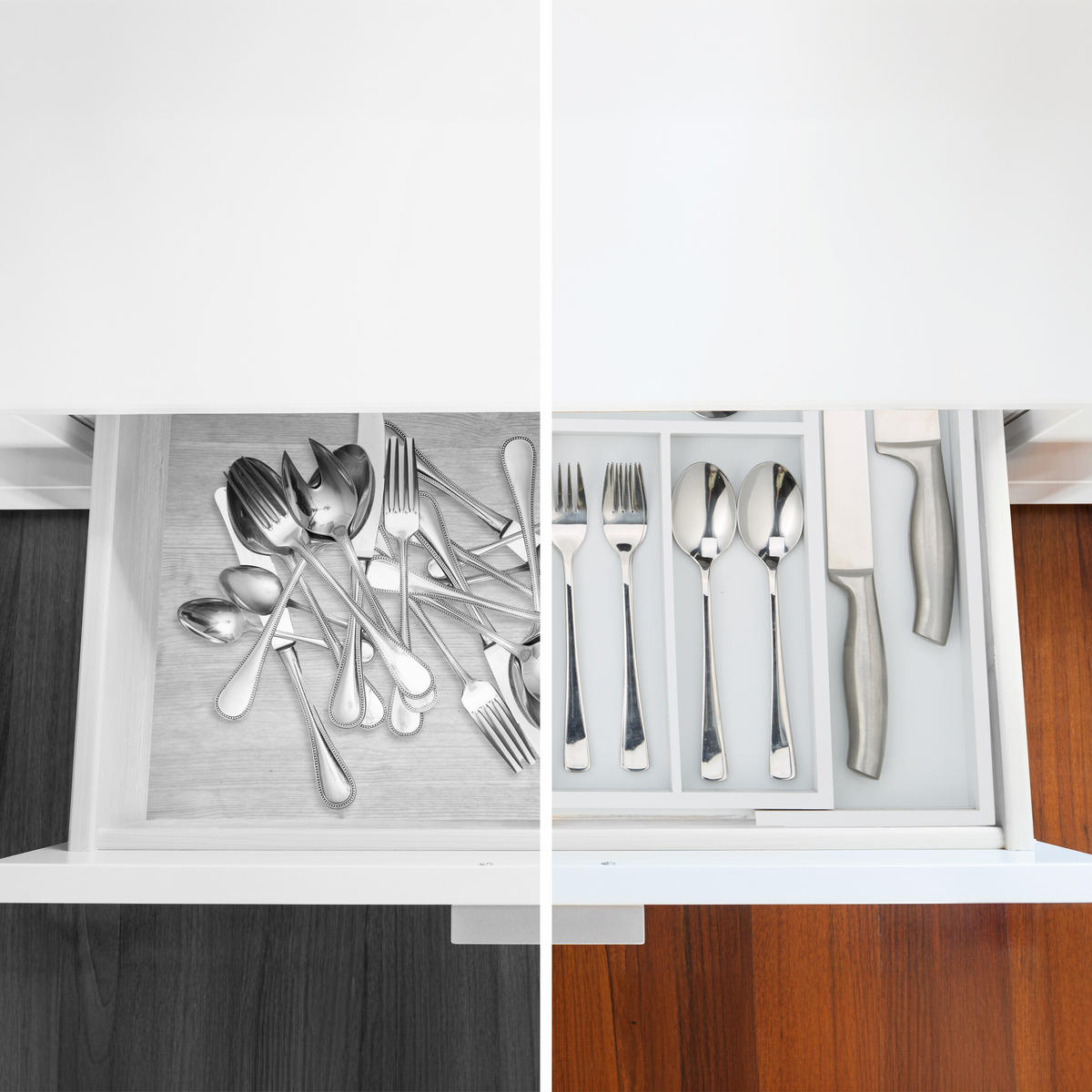 BESTECKEINSATZ - Weiß, Holz/Holzwerkstoff (48/5/46cm) - Relaxdays