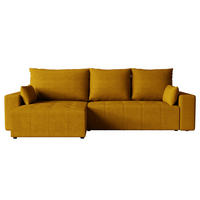 ECKSOFA Tico mit Bettkasten und Schlaffunktion, L-Form/XL-Form, Velourstoff, Universal - Currygelb, Holzwerkstoff (276/145cm) - 4ALL HOME