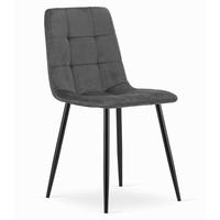 STUHL CETARA 1 Stück, Grau, mit Samtstoff gepolstert - Anthrazit, Textil/Metall (45/87/51cm) - Komodee