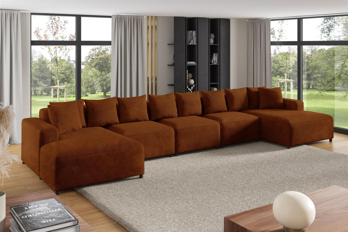 WOHNLANDSCHAFT Megan Xl In Poso - Rotbraun, Holzwerkstoff/Textil (517/75/165cm) - Fun Möbel