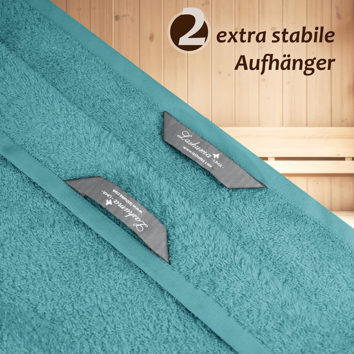 SAUNAHANDTUCH Lima Pfefferminze 100x200 cm - Grün, Naturmaterialien (100/200cm) - Lashuma