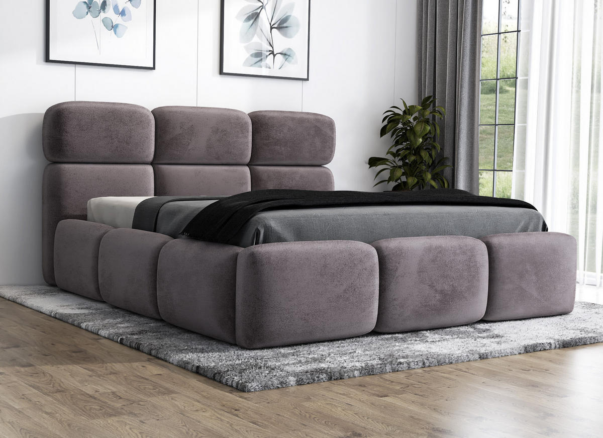 POLSTERBETT MAROKO 140x200 Grau - Grau, Textil (140/200cm) - A&J MöbelLand