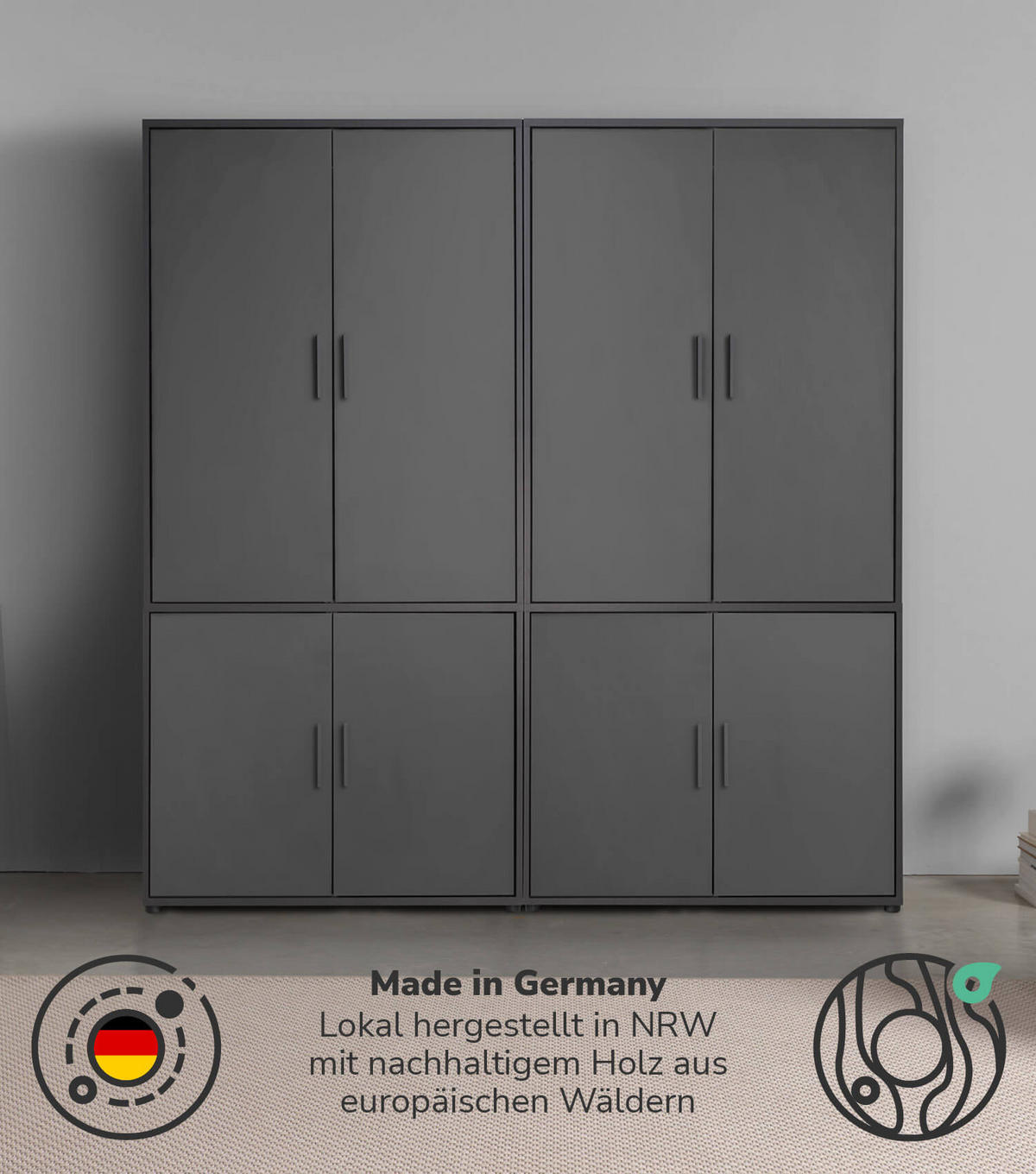 KLEIDERSCHRANK Der Grenzenlose - Anthrazit, Holzwerkstoff (180/187/58cm) - Mokebo