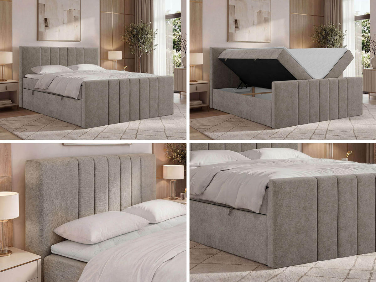 BOXBETT INERO DUO 200/200 - Greige Stukture - Topper T25 - H4 - Greige/Schwarz, Kunststoff/Textil (200/200cm) - MKS
