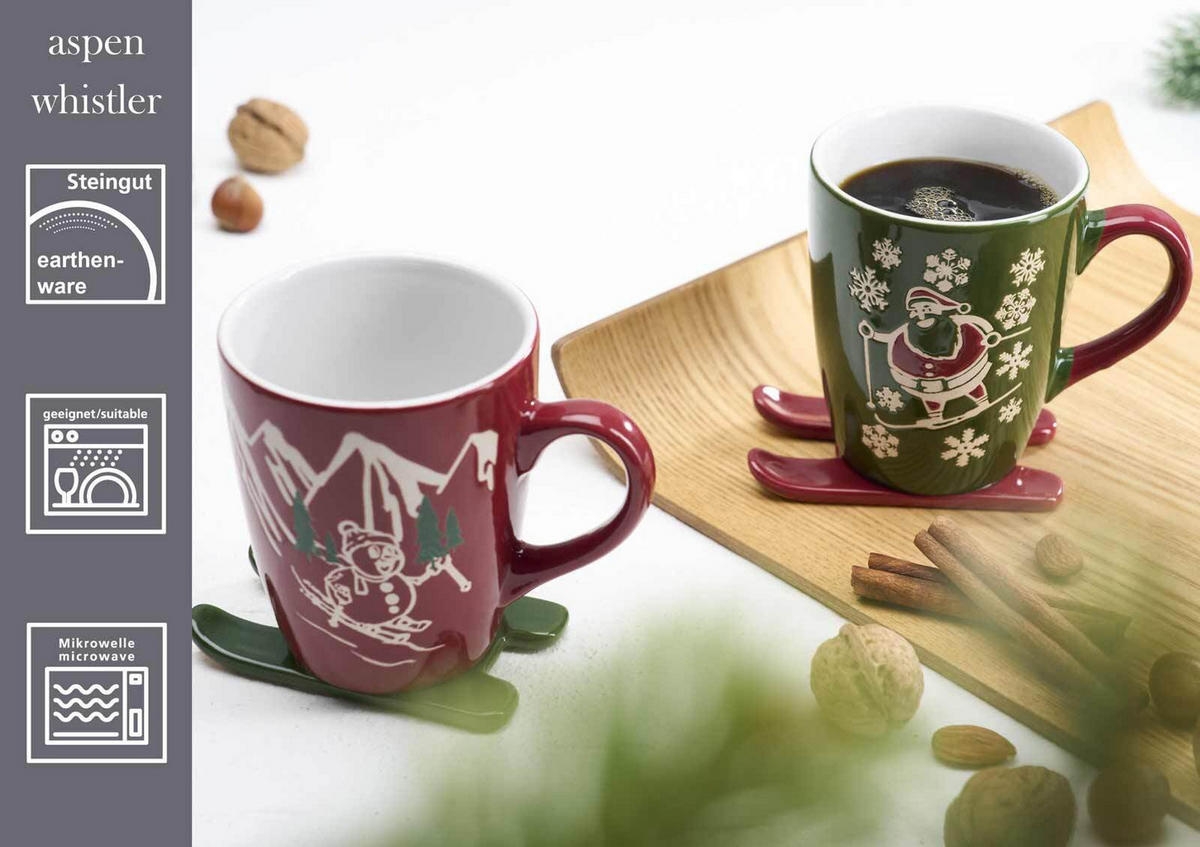 KAFFEEBECHER AUF SKI Aspen rot 340 ml 6er Set - Rot, Keramik (0.34L) - Ritzenhoff Breker