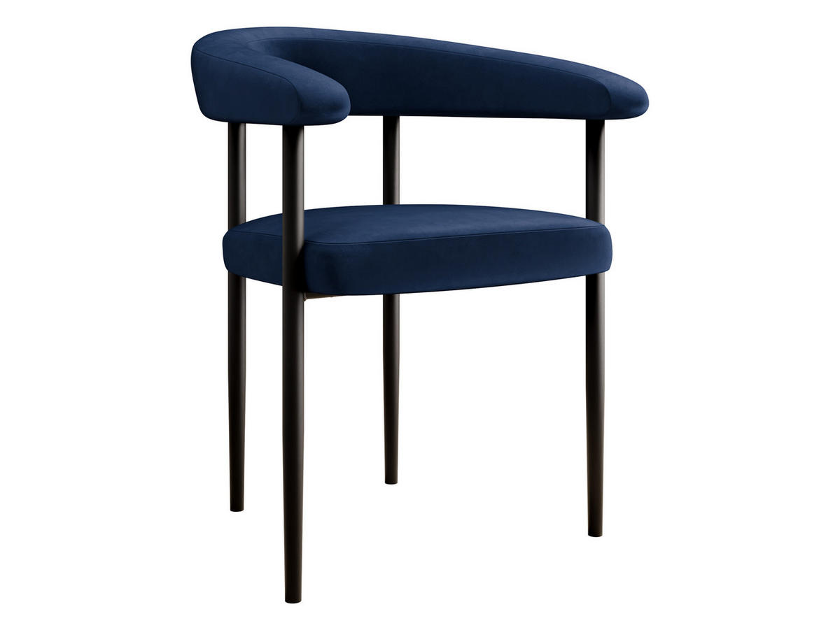POLSTERSTUHL Aria - Blau/Schwarz, Textil/Metall (61/73/56cm) - MIRJAN24