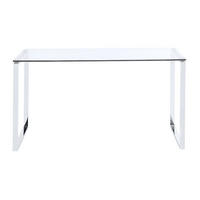 SCHREIBTISCH - 140 cm x 60 cm - Metall, Glas - Transparent, Silberfarben - FREYA - Transparent/Silberfarben, Glas/Metall (60/140/75cm) - Vente-Unique