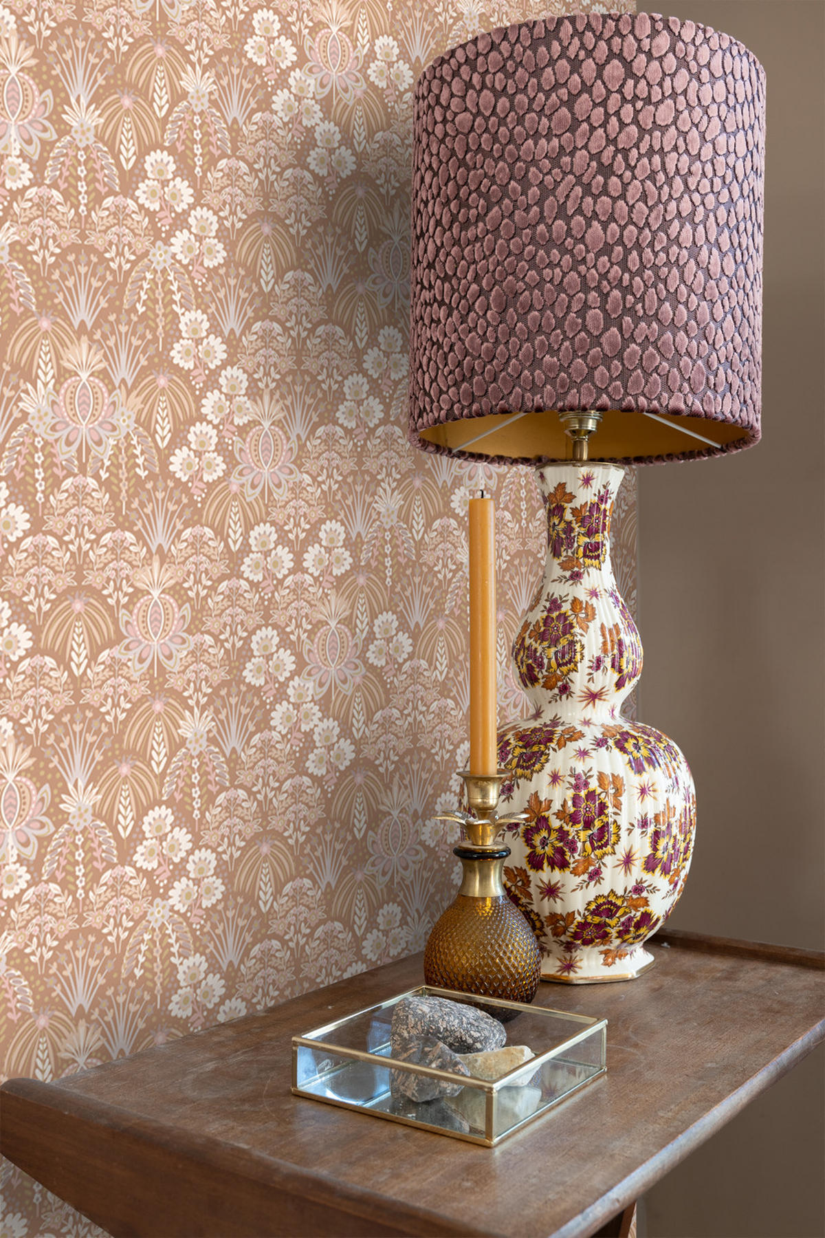 TAPETE Blumenmuster im Jugendstil 50 x 900 cm - Terracotta, Papier (50/900cm) - ESTAhome
