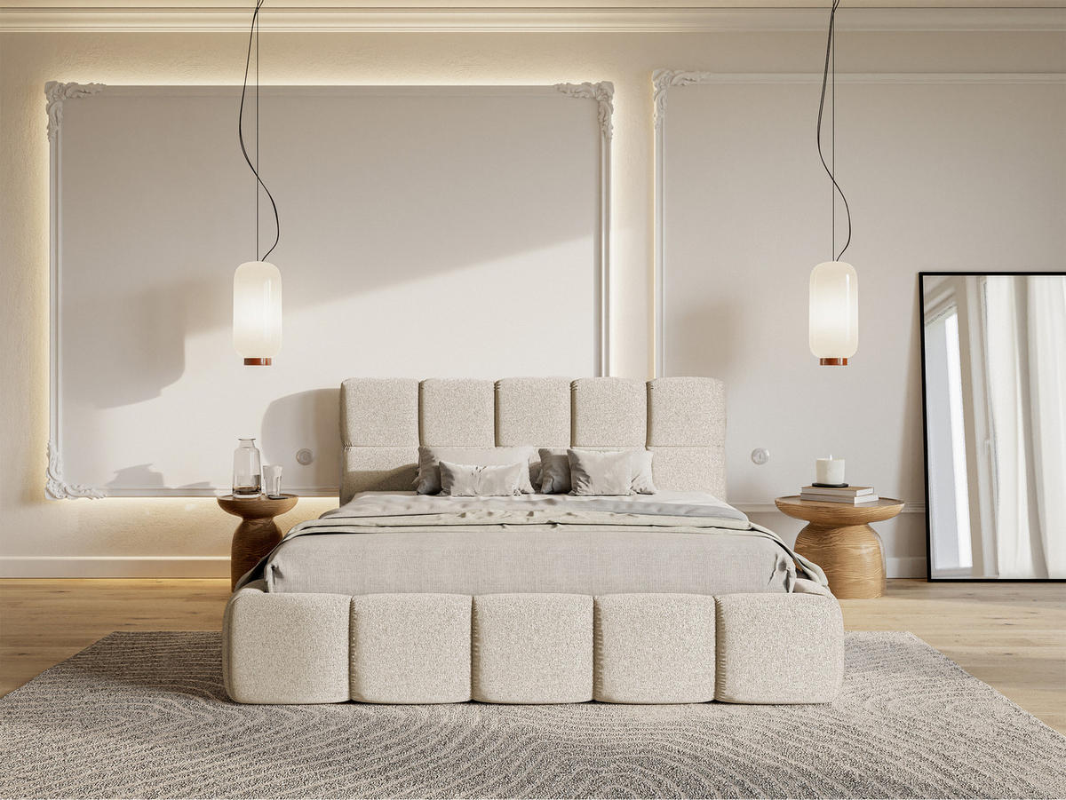 POLSTERBETT Cloudy Hellbeige Chenille 180 cm - Beige, Textil (180/200cm) - Selsey